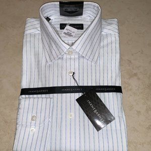 NEW Jhane Barnes White w/ Blue Strip Dress Shirt